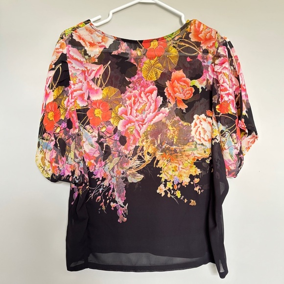 Costa Blanca Women's XS Blouse Semi Sheer Floral Romantic‎ Feminine Whimsical - Picture 7 of 9